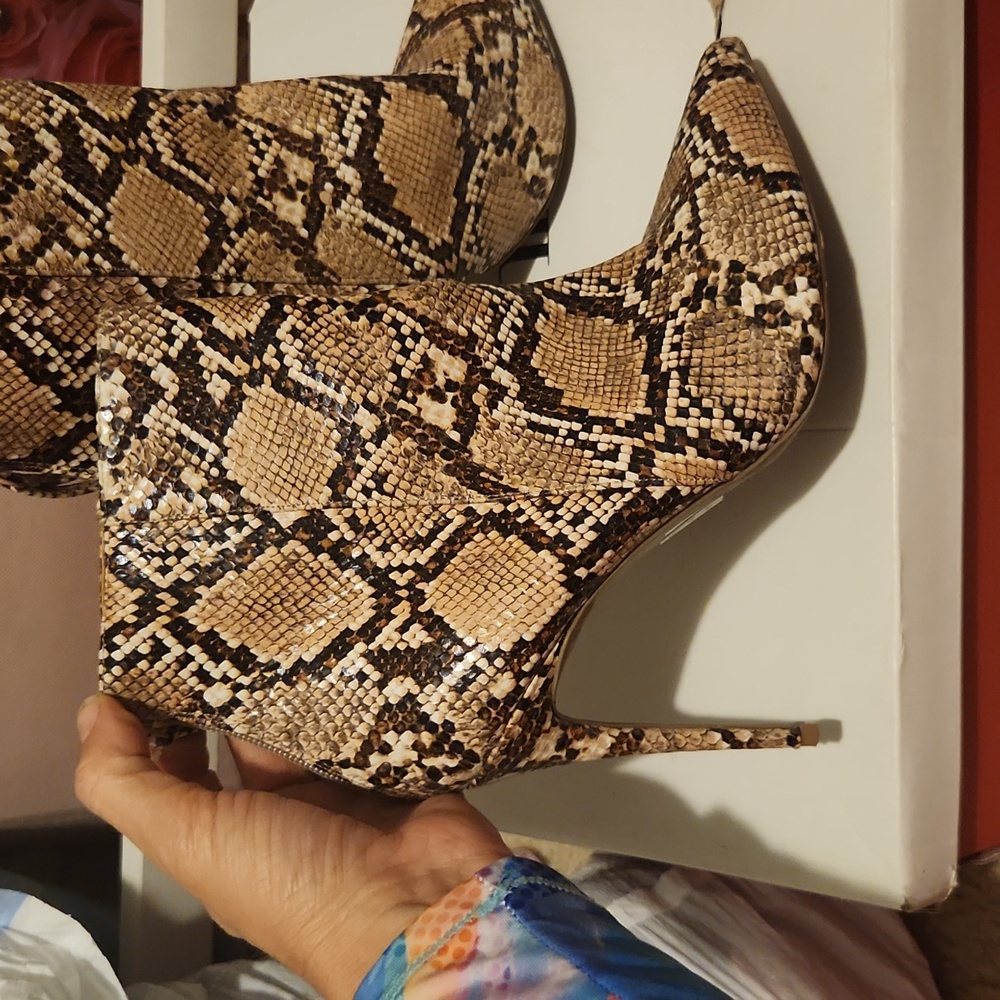 Python Printed Stiletto Booties - image 2